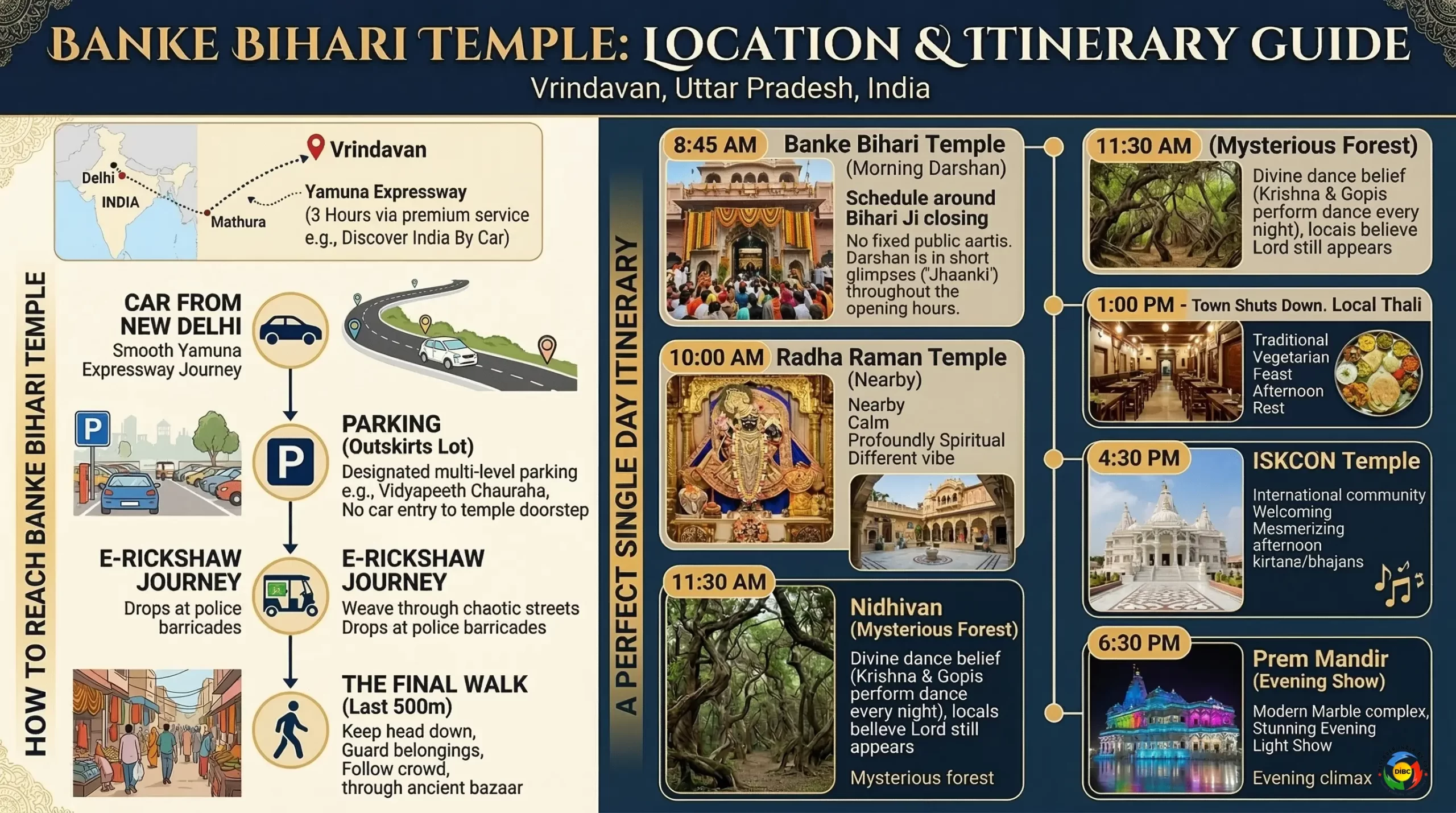 Narrow street leading to Banke Bihari Temple in Vrindavan with shops and pilgrims