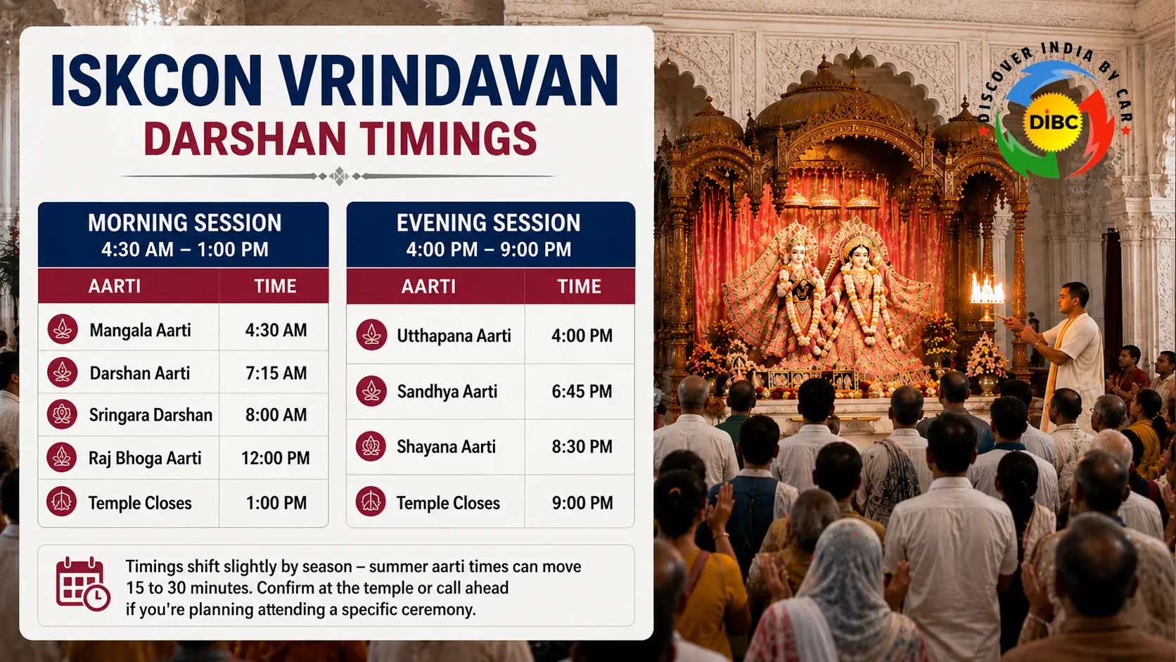 ISKCON Temple Vrindavan Darshan Timings